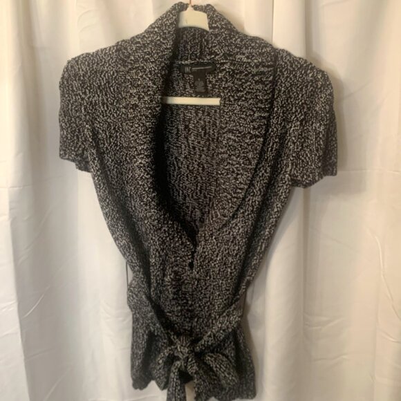 INC Women's Black & White Heathered Knit Cardigan (SZ SP) - Picture 2 of 10